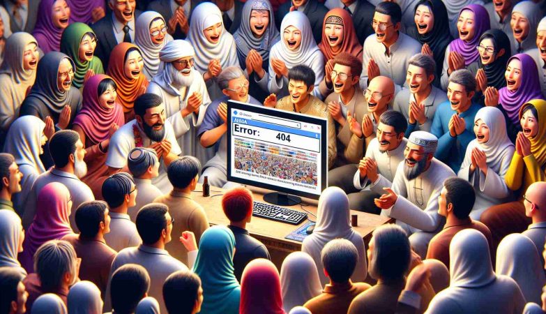 A high-definition, realistic image of anime fans discovering new legal methods of streaming their favorite shows. The fans are sitting around a computer screen, demonstrating their delight at the new streaming options. One of the web browsers display an 'error 404' page, indicating that one of the known piracy websites has been closed down. The fans vary in descent like Middle-Eastern, South Asian, and white with an equality of male and female individuals among them. The scene should encapsulate a mix of fascination, enthusiasm, and relief on their faces.