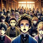 A high-definition realistic scene encapsulating the unpredictable revelations and plot twists in the world of a hypothetical manga named 'Sparkle of the Apprentice'. This encapsulates an ensemble of characters, each revealing sharp expressions of held breaths and wide-eyed astonishment. Note the varying age groups, from young apprentices to seasoned masters, all caught off guard by a surprising turn of events. The setting could be a mix of a traditional dojo and a futuristic metropolitan backdrop, weaving the old with the new. Make sure the image vibrates with a palpable sense of puzzlement, shock, and curiosity.