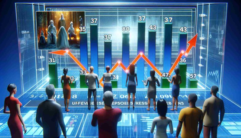 Generate a high-definition realistic image depicting the impact of viewers' perspectives on episode rankings. The image could possibly display a bar graph or diagram displaying different episodes with their corresponding viewer ratings. A couple of viewers from different descents such as Caucasian and Middle-Eastern could be examining this data. An element of exploration can be conveyed by showing the viewers in the act of comparing rankings and discussing them.