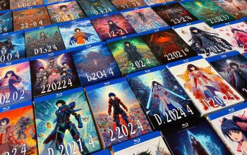 A detailed, high-definition photo of multiple anime Blu-ray cases spread out. Each case showcases vibrant, eye-catching animation on the cover. The year, 'December 2024' is displayed prominently on each case, highlighting the release date. Designs on the outer cover range from adventurous heroes to elaborate futuristic cities, mysteries, and more.