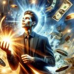 A high-definition, realistic illustration of a thematic concept titled 'A Sudden Shift in Fortune'. This image should personify a significant, sudden change in luck or circumstances, possibly through the representation of unexpected wealth or beneficial outcomes. Perhaps it could depict an unassuming individual becoming empowered or triumphant in a surprising turn of events. Use your creativity to imagine this transformative power and how it might visually manifest.